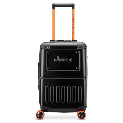 Jeep JH002B Hardside Expandable Luggage with Spinner Wheels, Black, Carry-On 19 Inch