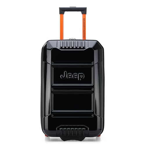 Jeep JH003B Hardside Expandable Luggage with Two Wheels, Black, Carry-On 21 Inch